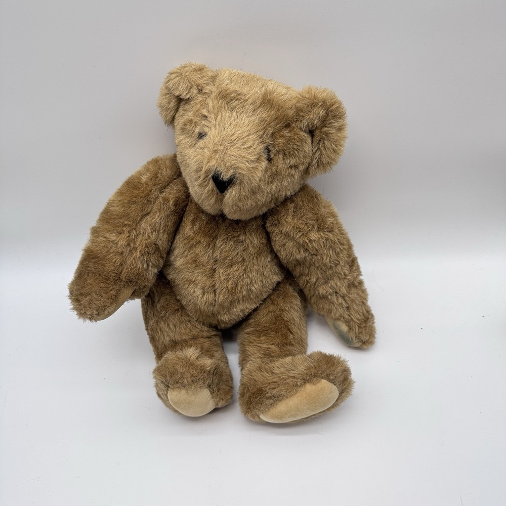 The Vermont Teddy Bear Company Vintage Brown Jointed 16" Plush Bear USA